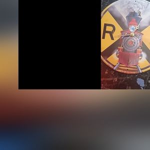 Good '07 number 7 coming down the track Red engine black and yellow background